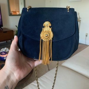 Vintage Harry Rosenfeld Navy Blue Suede Purse